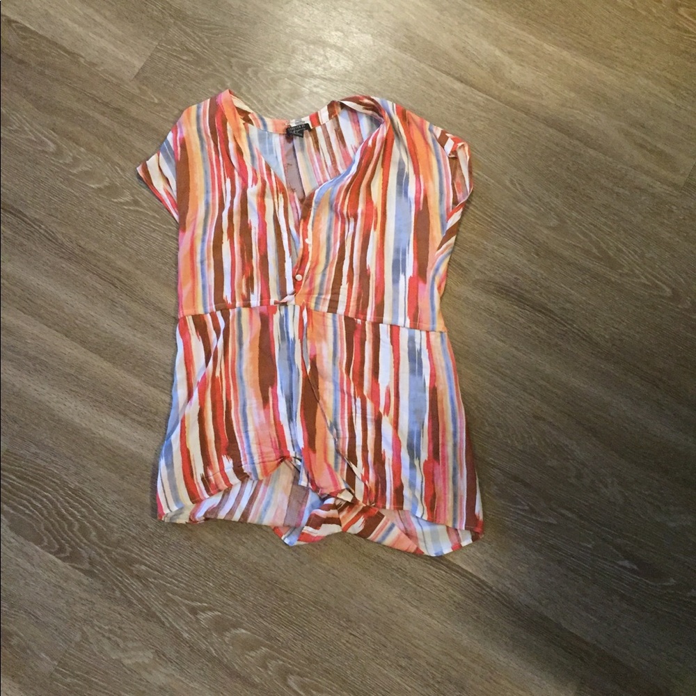Blue and orange striped romper